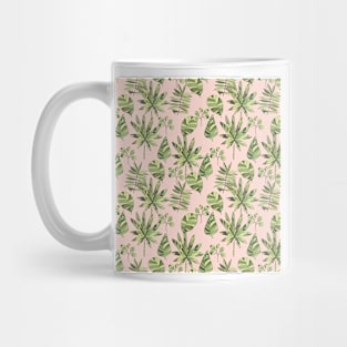 Cute graphic leaves on pink Mug